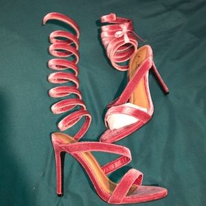 Pink suede heels